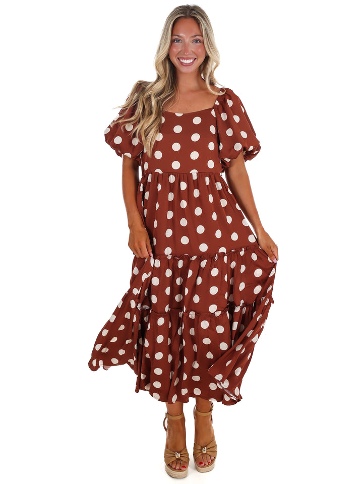 Sunday Brunch Polka Dot Midi Dress