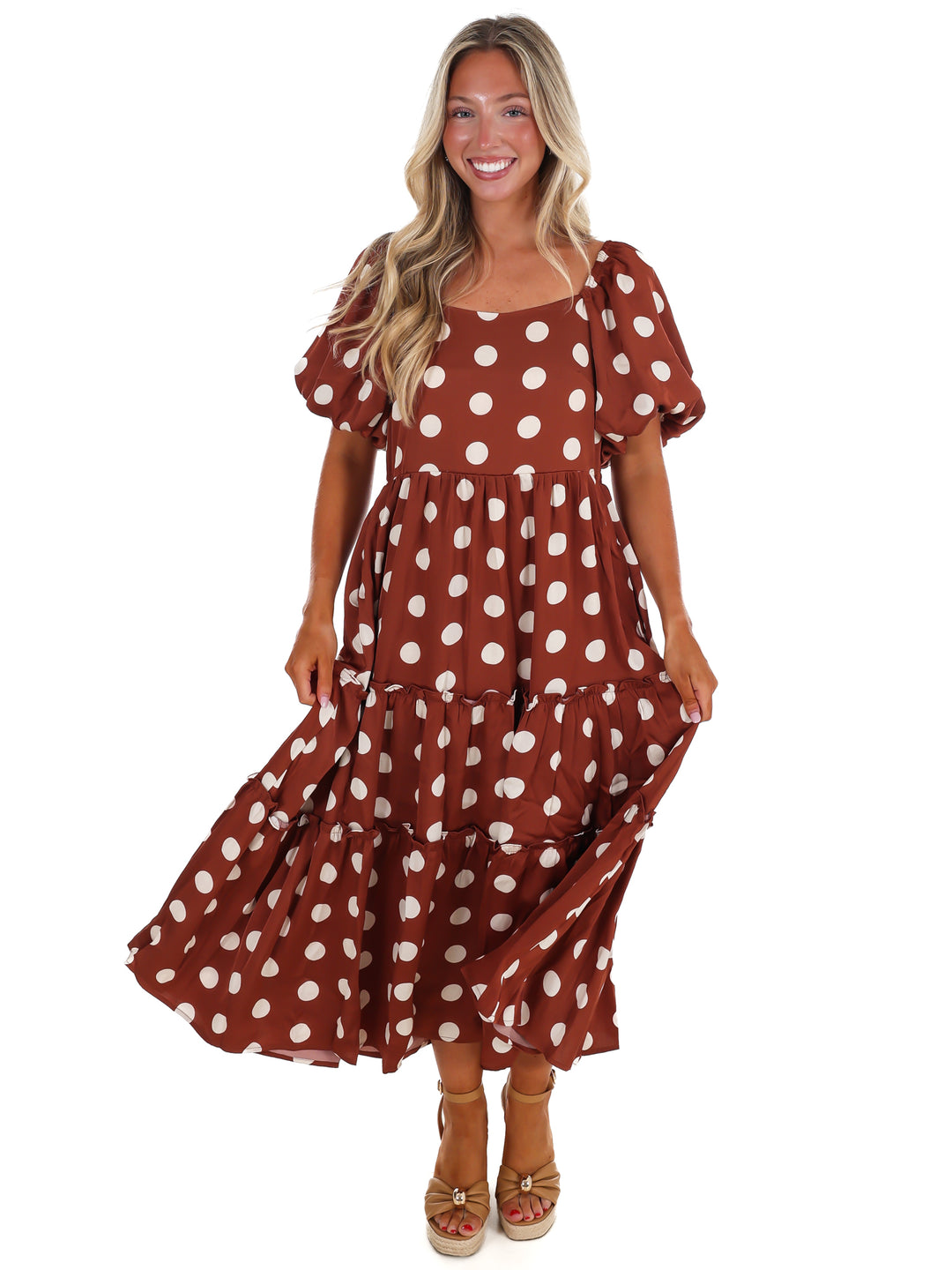 Sunday Brunch Polka Dot Midi Dress