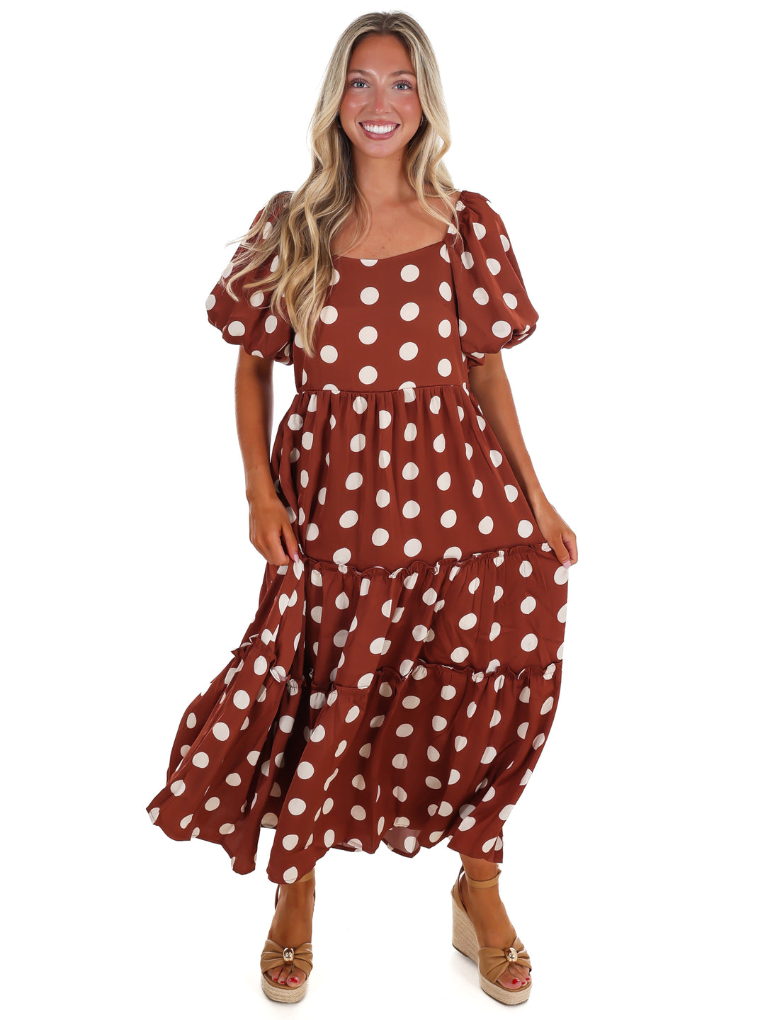 Sunday Brunch Polka Dot Midi Dress