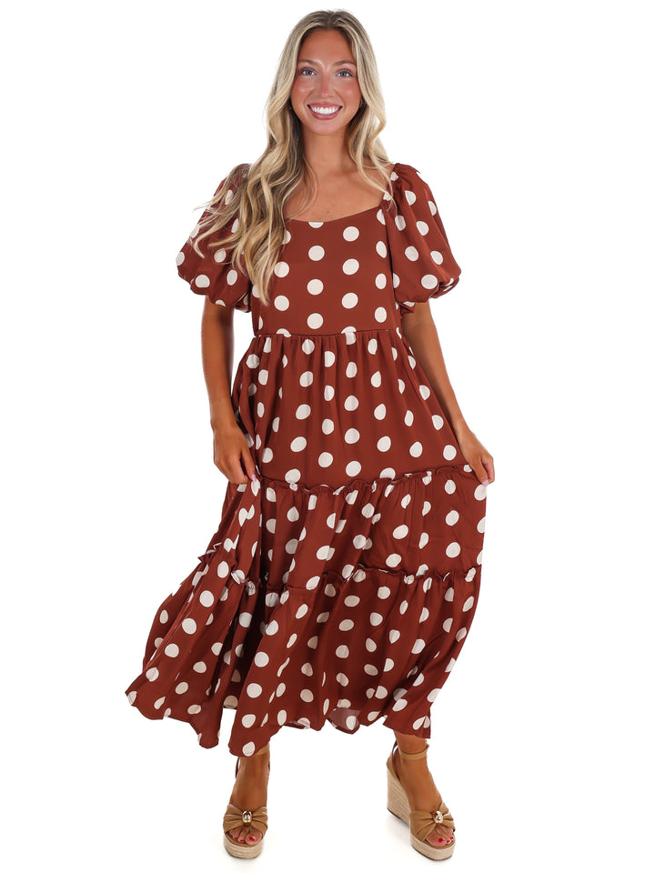 Sunday Brunch Polka Dot Midi Dress