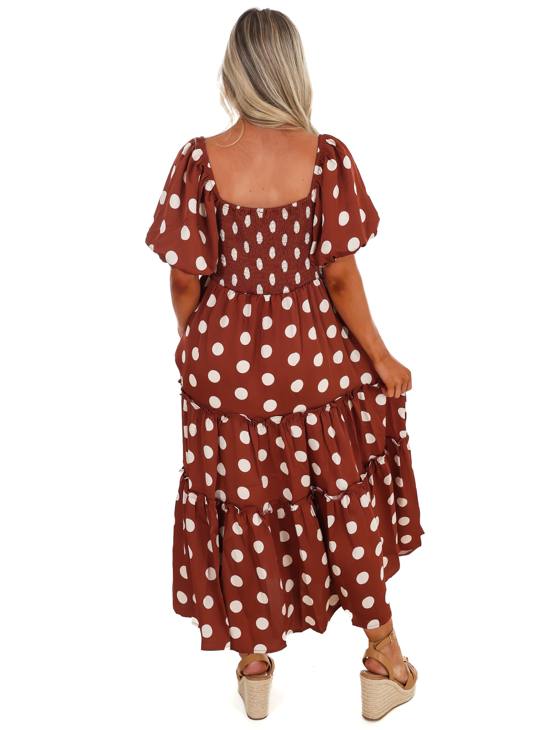 Sunday Brunch Polka Dot Midi Dress