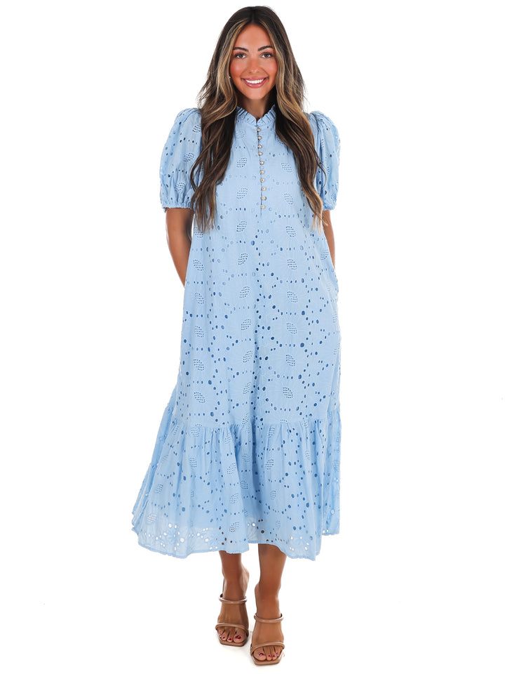 Meant to Be Eyelet Midi Dress
