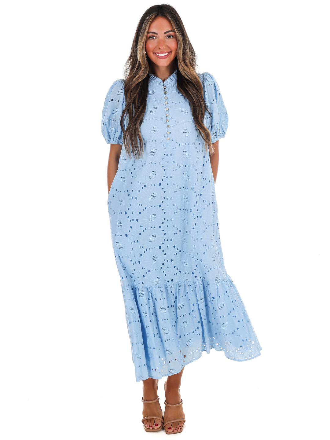 Meant to Be Eyelet Midi Dress