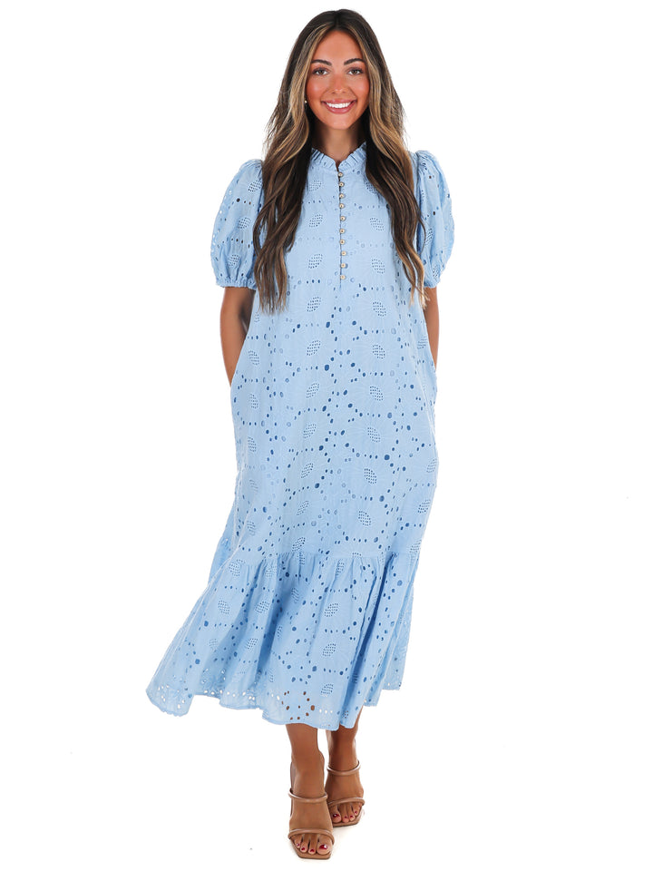 Meant to Be Eyelet Midi Dress