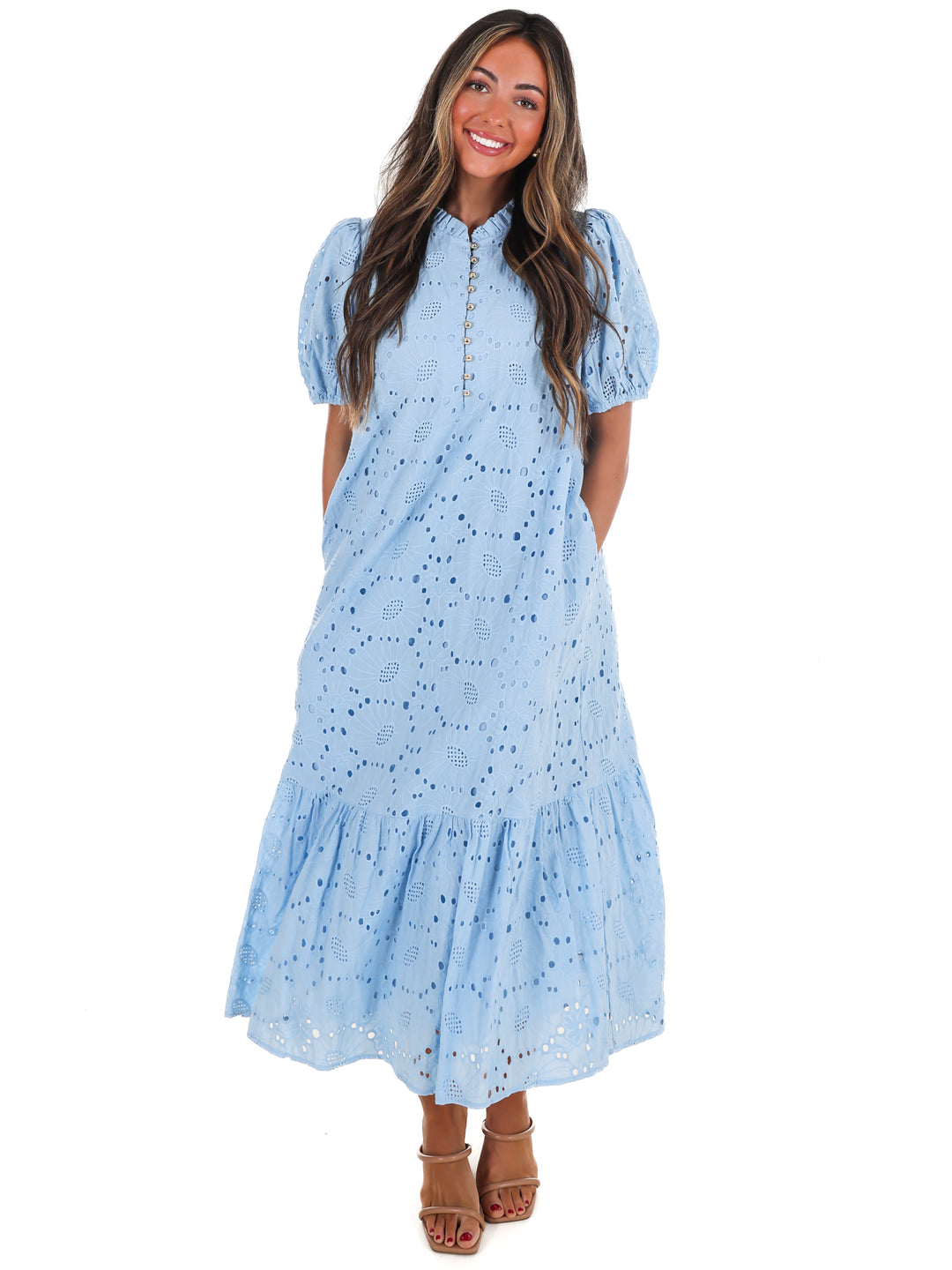 Meant to Be Eyelet Midi Dress