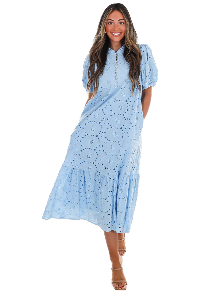 Meant to Be Eyelet Midi Dress