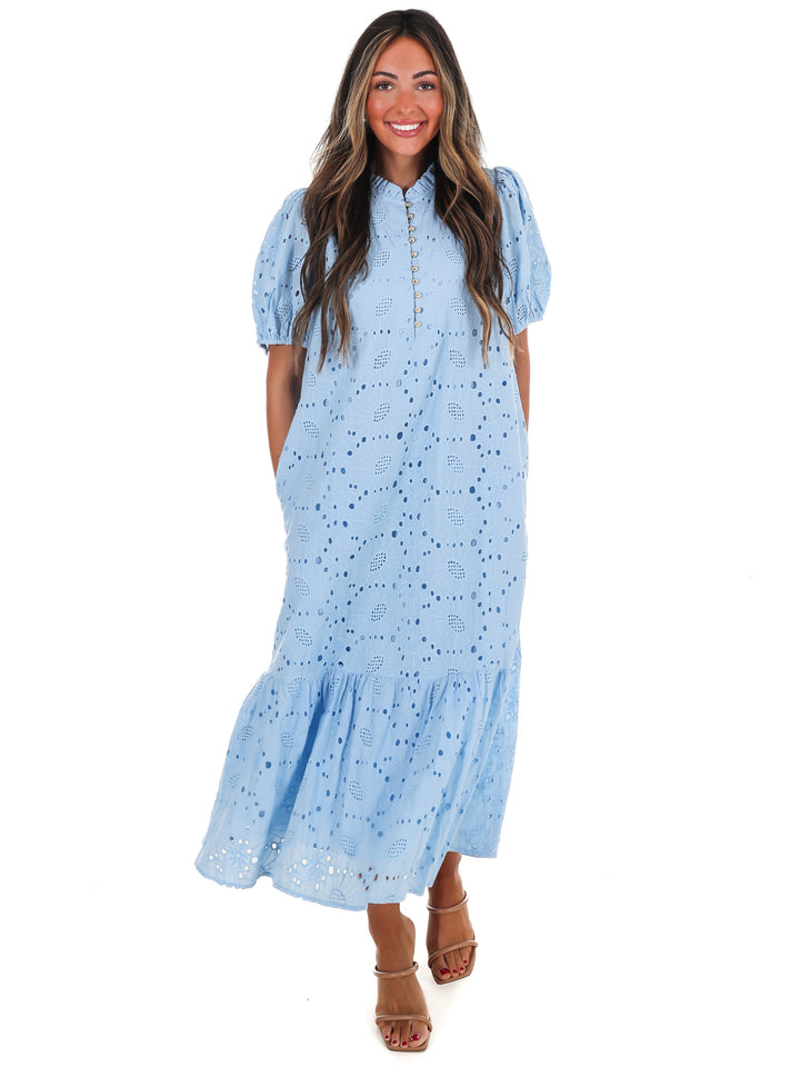 Meant to Be Eyelet Midi Dress