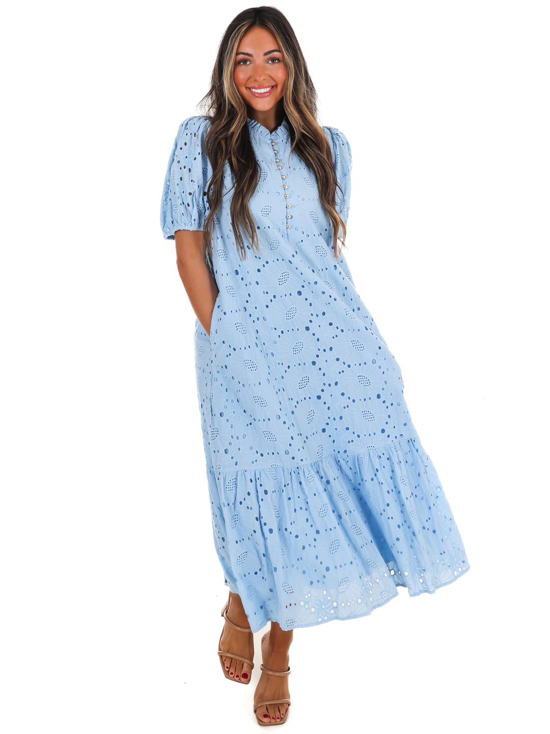 Meant to Be Eyelet Midi Dress
