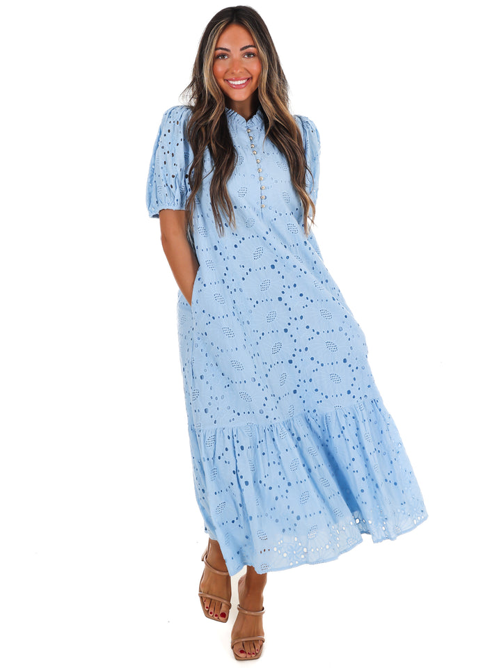 Meant to Be Eyelet Midi Dress