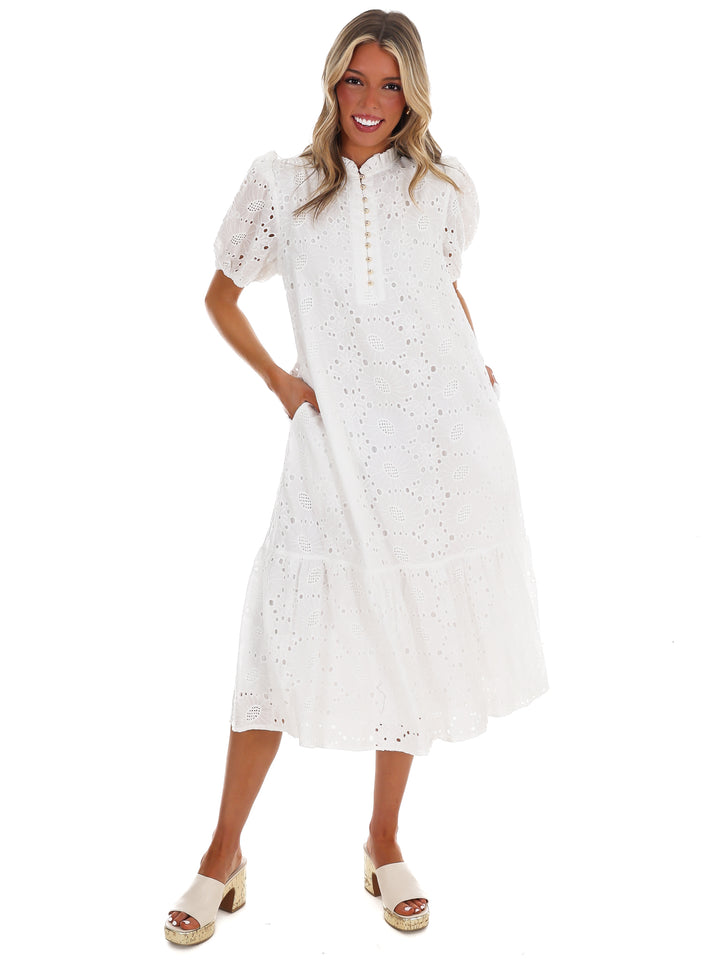 Meant to Be Eyelet Midi Dress
