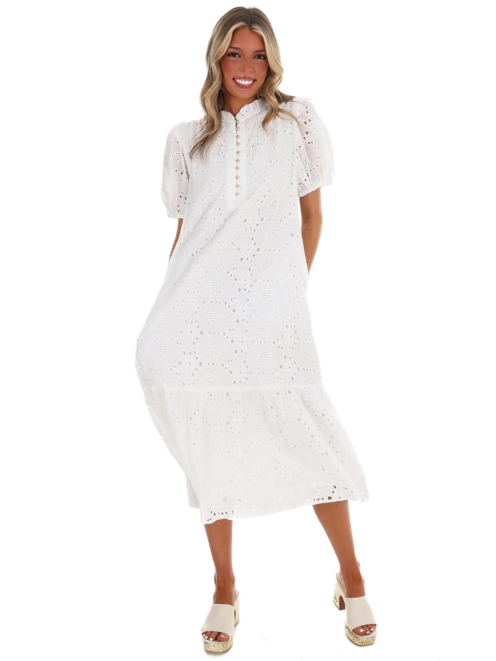 Meant to Be Eyelet Midi Dress