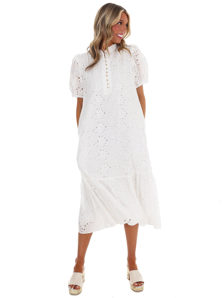 Meant to Be Eyelet Midi Dress