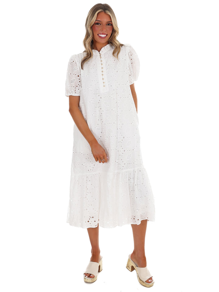 Meant to Be Eyelet Midi Dress