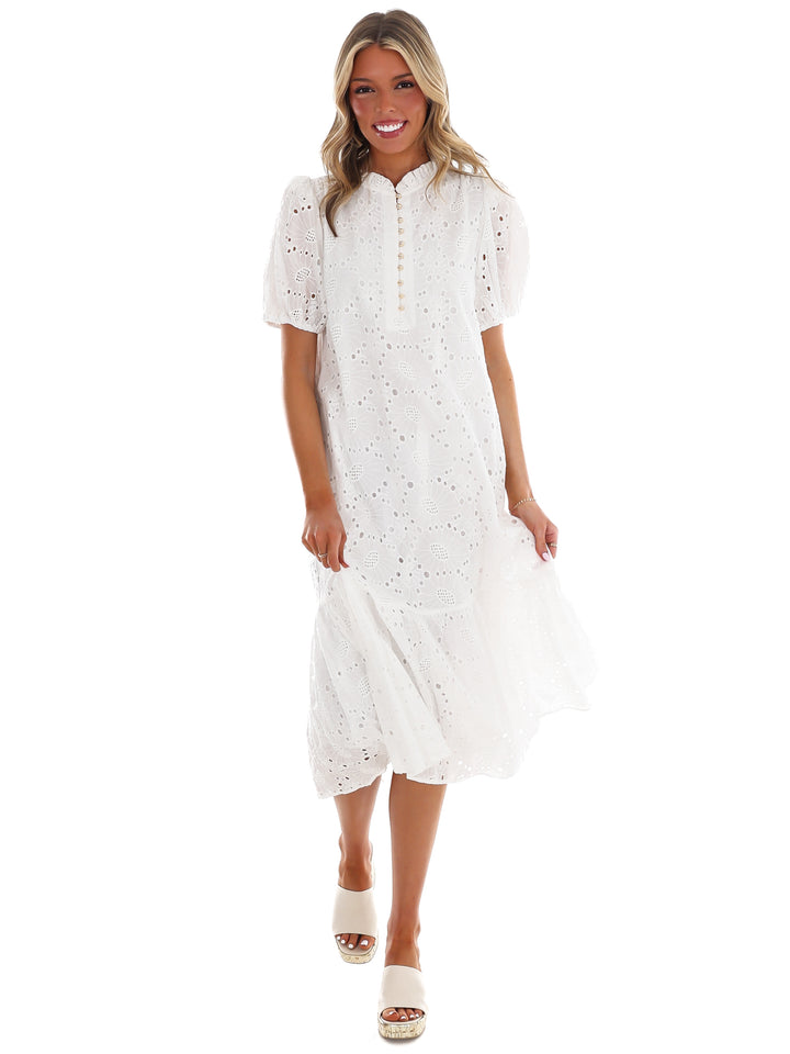Meant to Be Eyelet Midi Dress