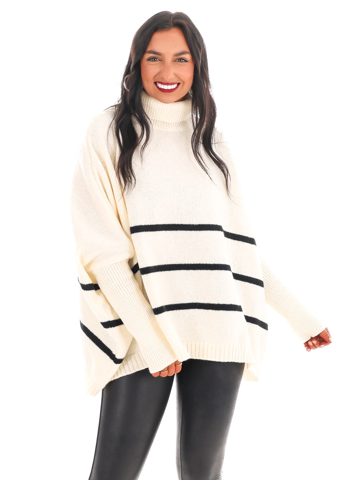 Easy Days Stripe Turtleneck Sweater Doorbuster