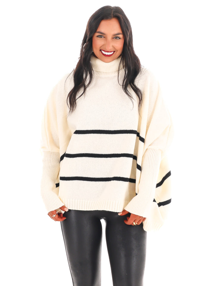 Easy Days Stripe Turtleneck Sweater Doorbuster