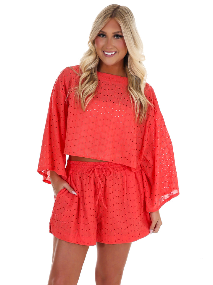 Peachy Keen Eyelet Two Piece Set