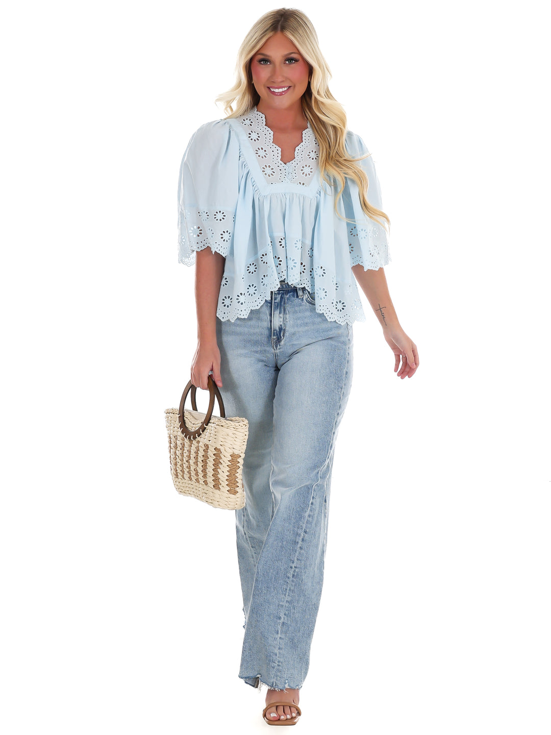 Soft Kisses Eyelet Babydoll Top