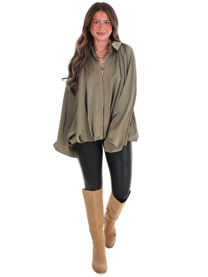 Fall Fling Satin Balloon Jacket