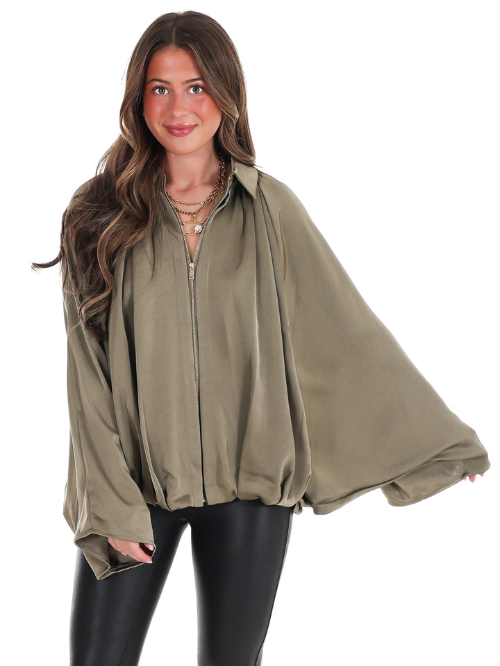 Fall Fling Satin Balloon Jacket