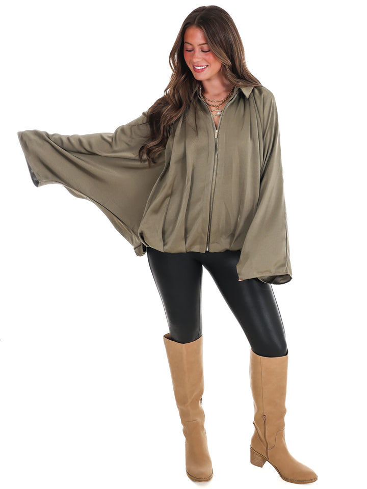 Fall Fling Satin Balloon Jacket