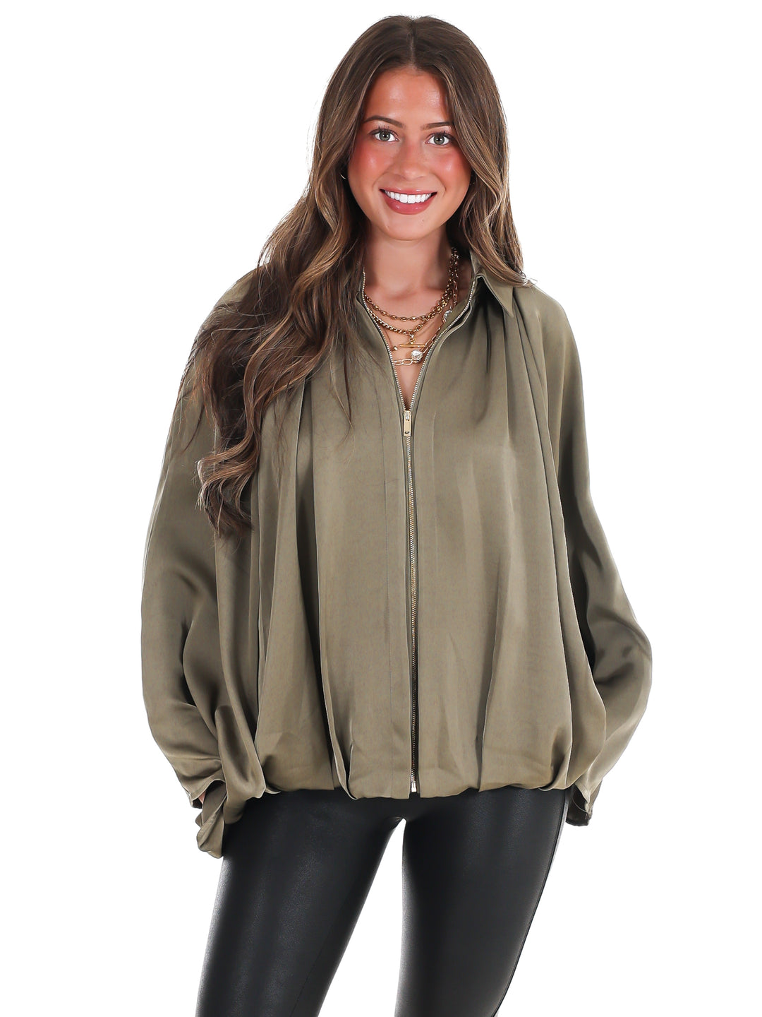 Fall Fling Satin Balloon Jacket
