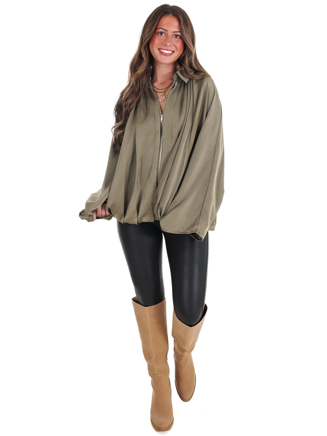 Fall Fling Satin Balloon Jacket