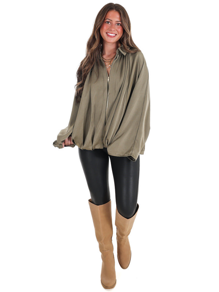 Fall Fling Satin Balloon Jacket