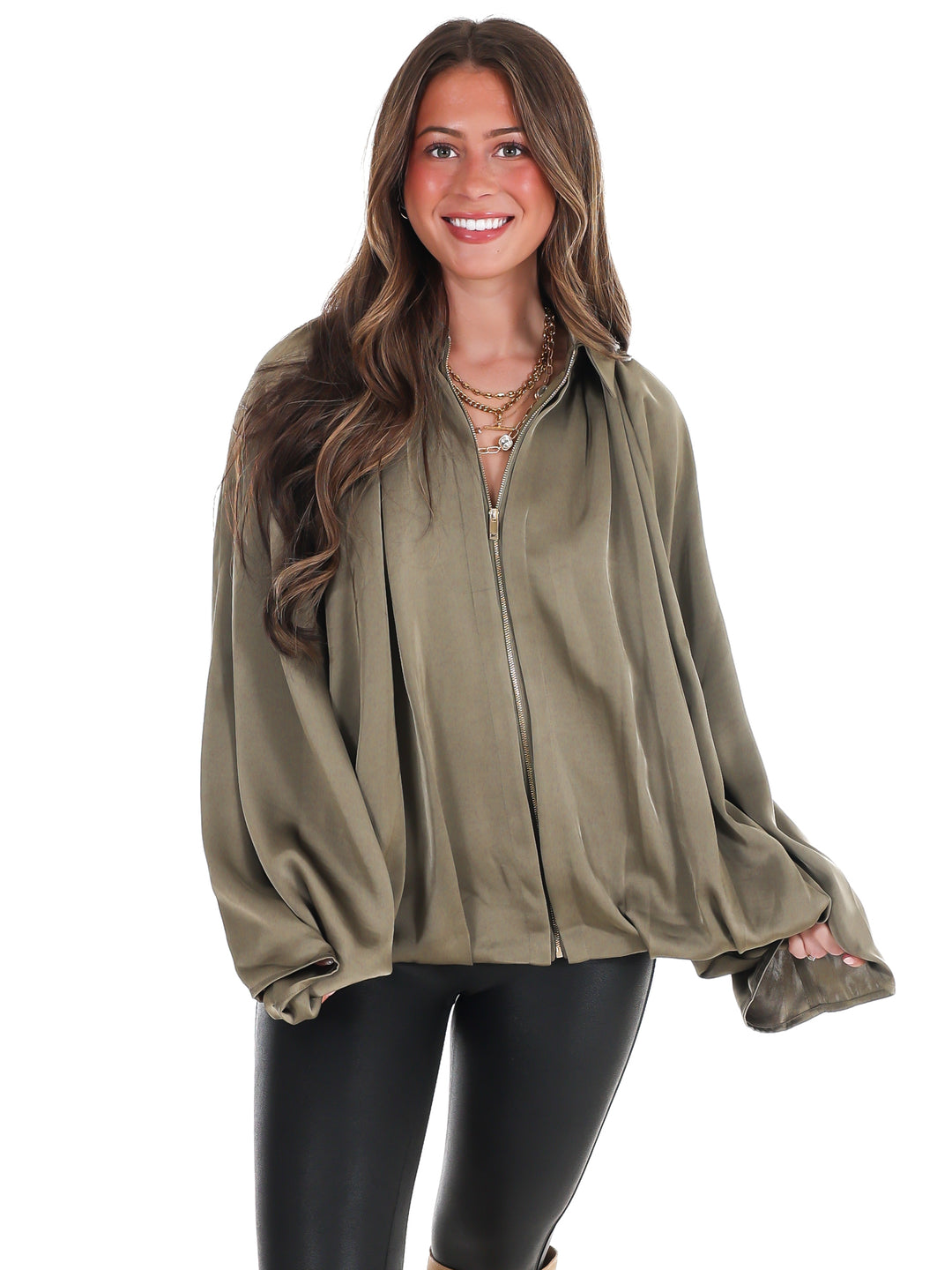 Fall Fling Satin Balloon Jacket