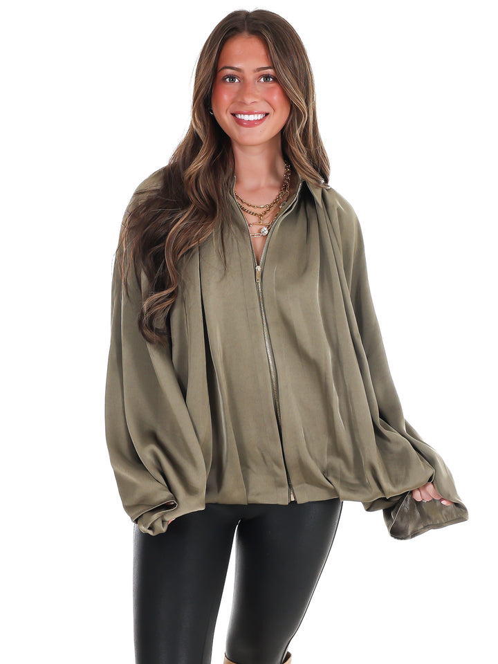 Fall Fling Satin Balloon Jacket