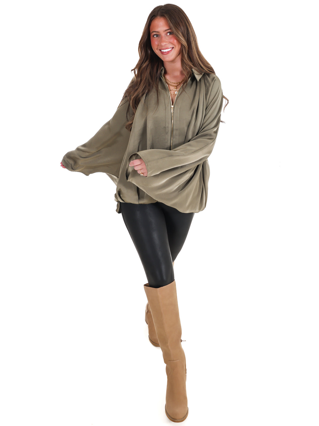 Fall Fling Satin Balloon Jacket