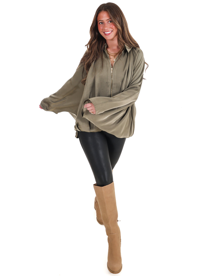 Fall Fling Satin Balloon Jacket