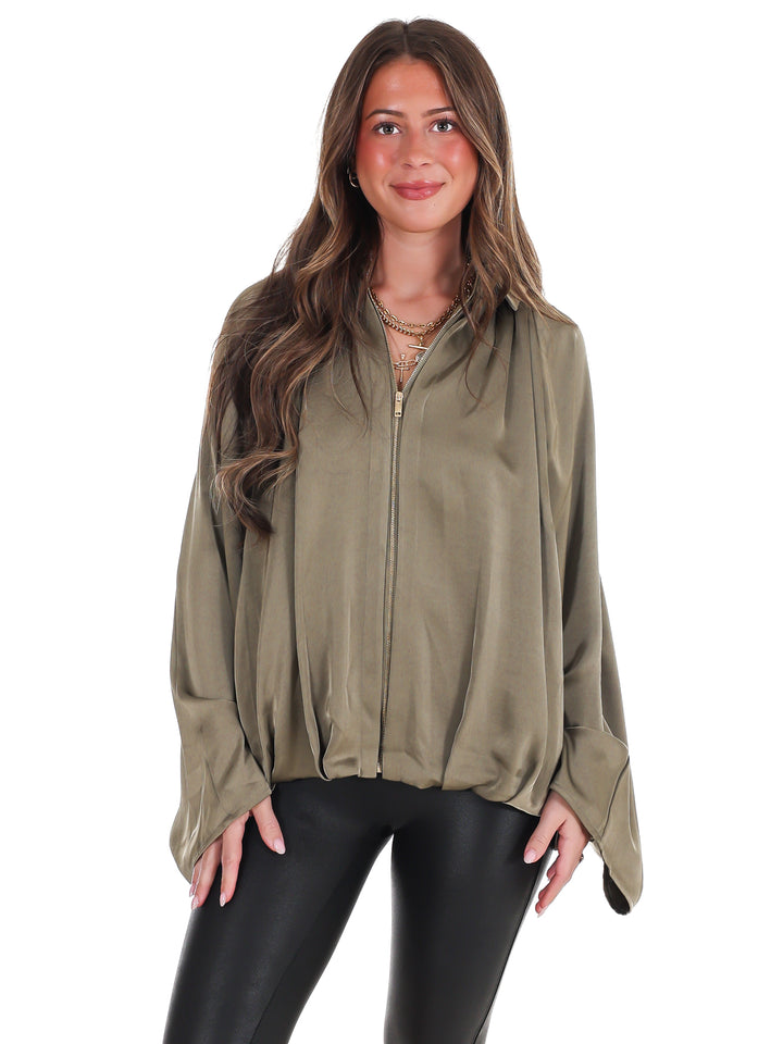 Fall Fling Satin Balloon Jacket