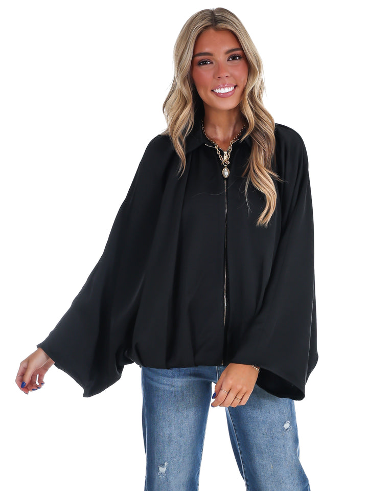 Fall Fling Satin Balloon Jacket