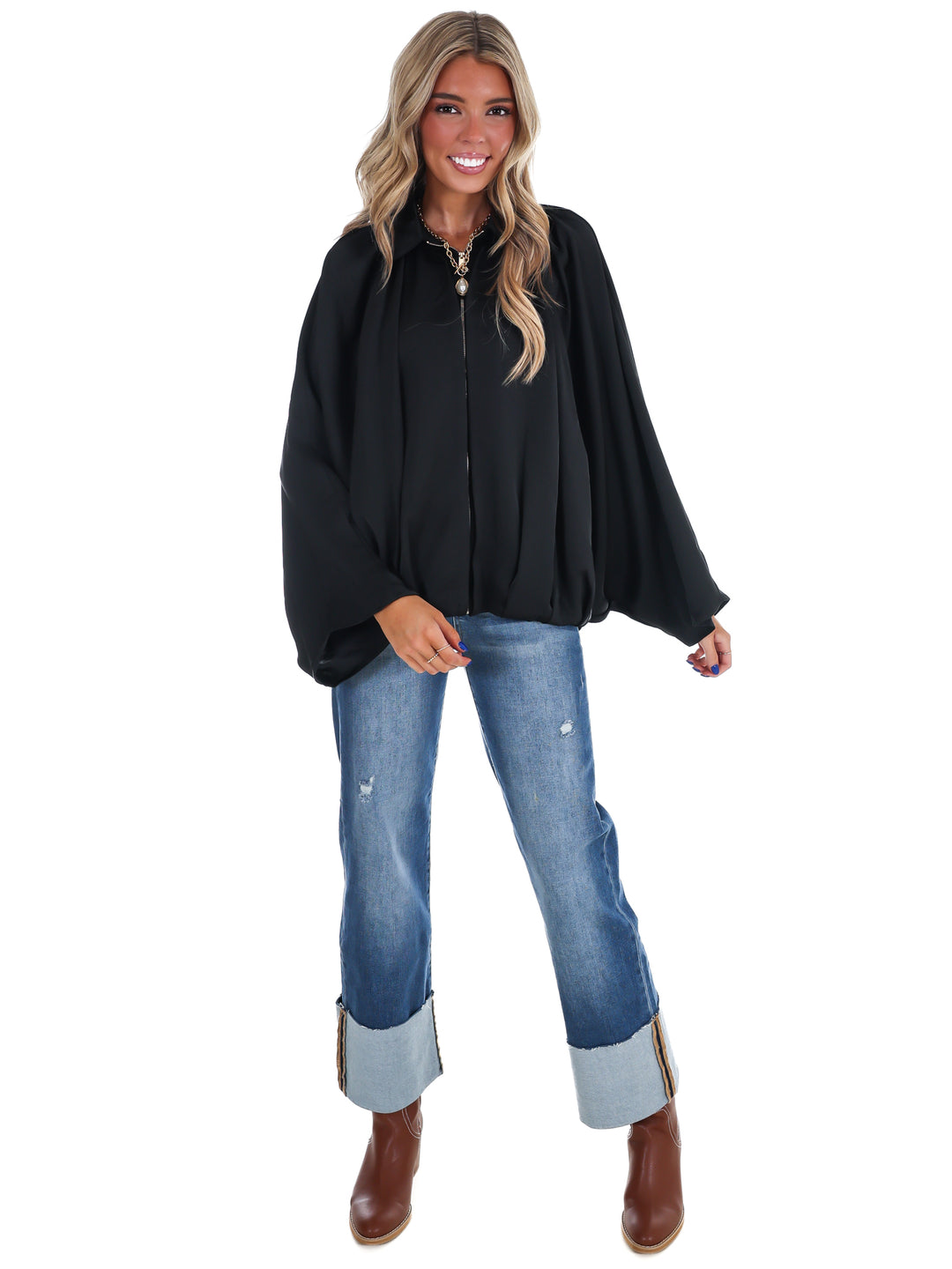 Fall Fling Satin Balloon Jacket