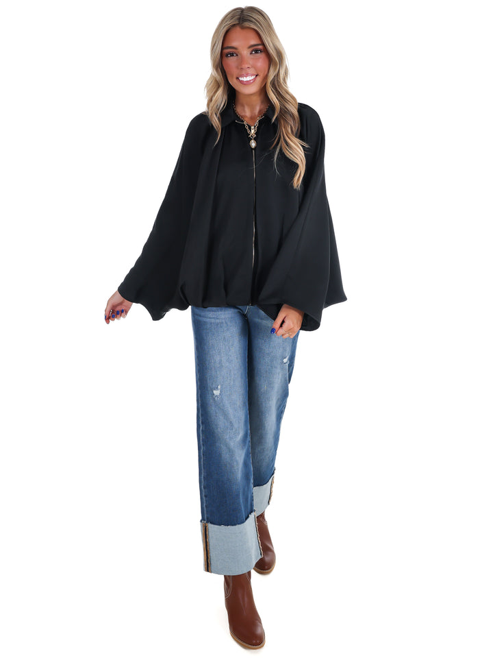 Fall Fling Satin Balloon Jacket