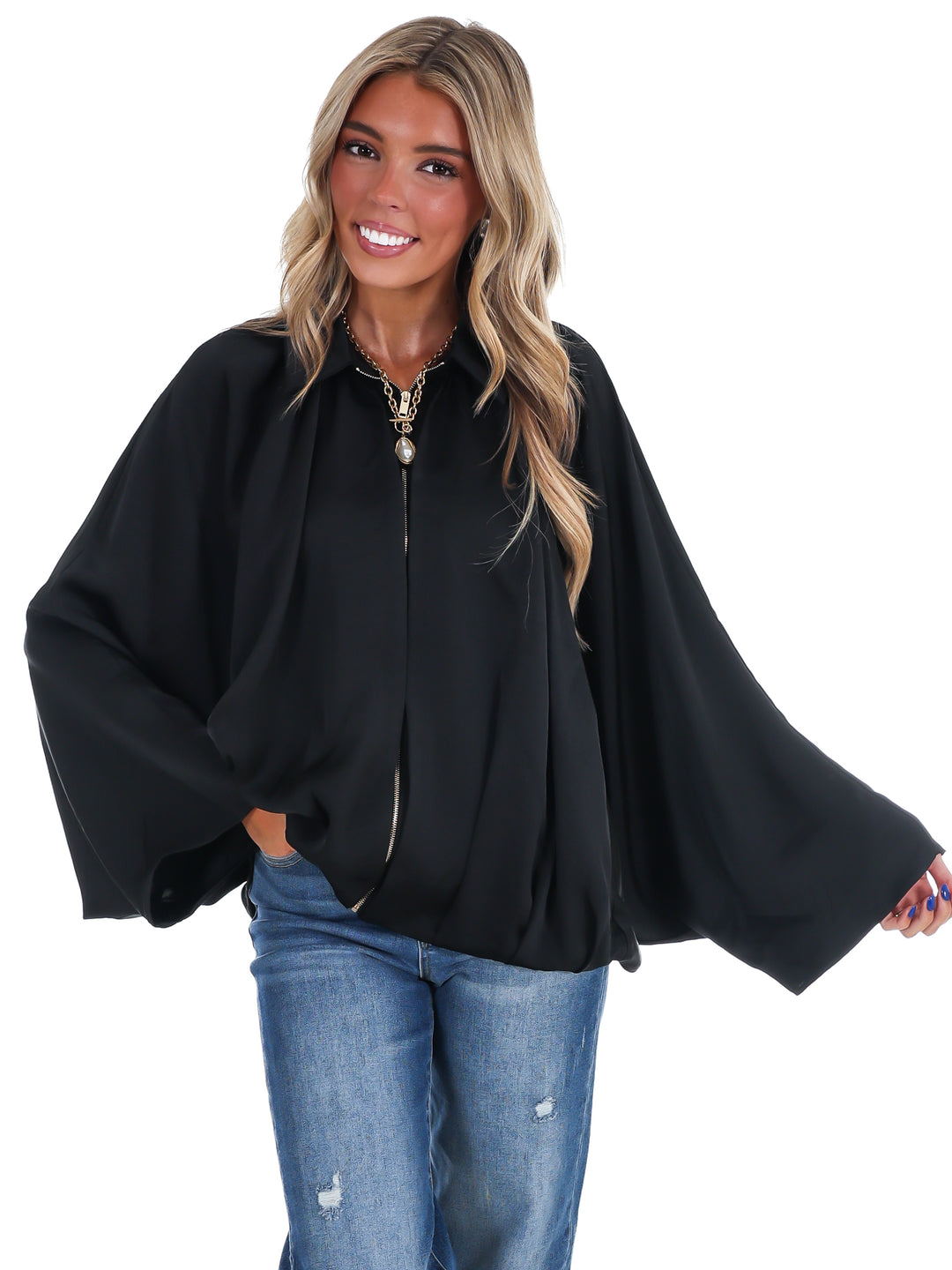 Fall Fling Satin Balloon Jacket