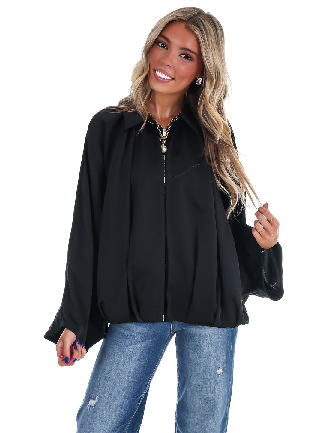 Fall Fling Satin Balloon Jacket