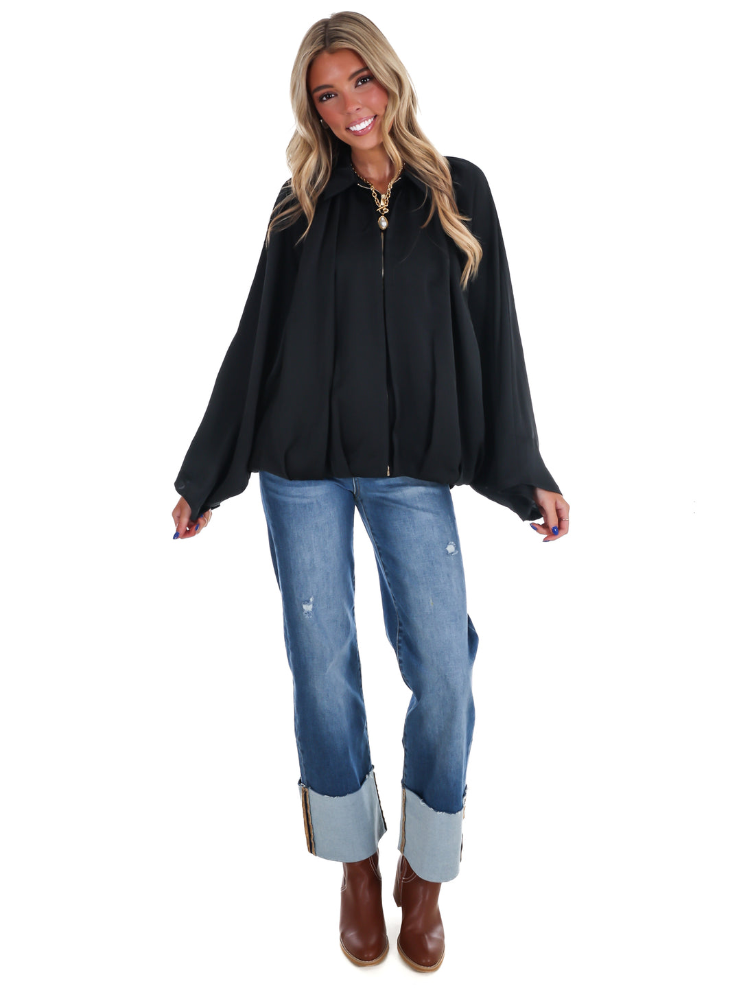 Fall Fling Satin Balloon Jacket