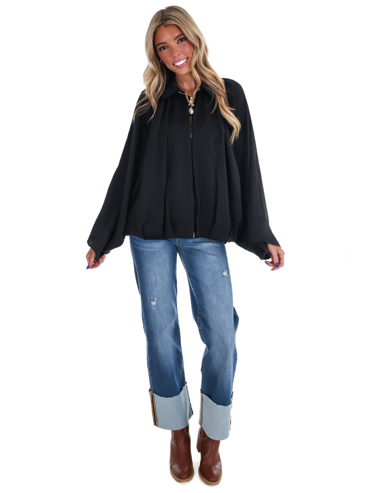 Fall Fling Satin Balloon Jacket