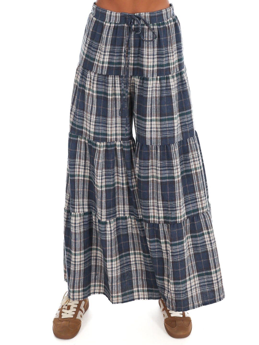 Hearthside Plaid Tiered Wide Leg Pants