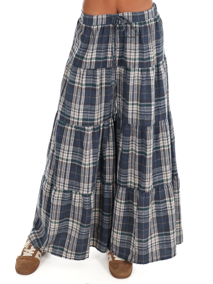 Hearthside Plaid Tiered Wide Leg Pants