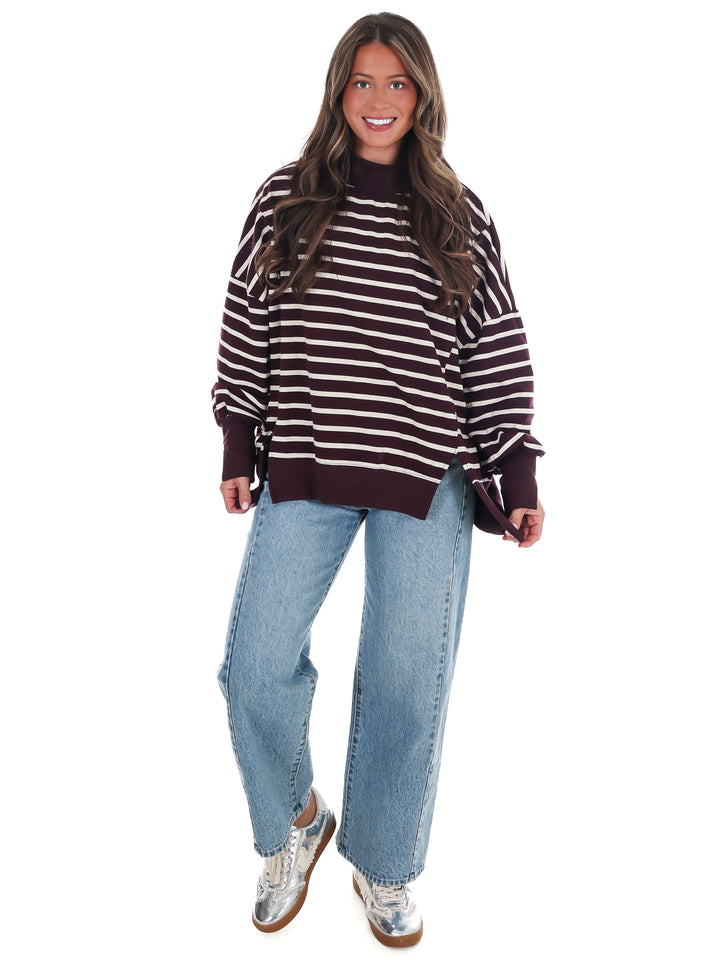 Stripe Season Mock Neck Sweatshirt