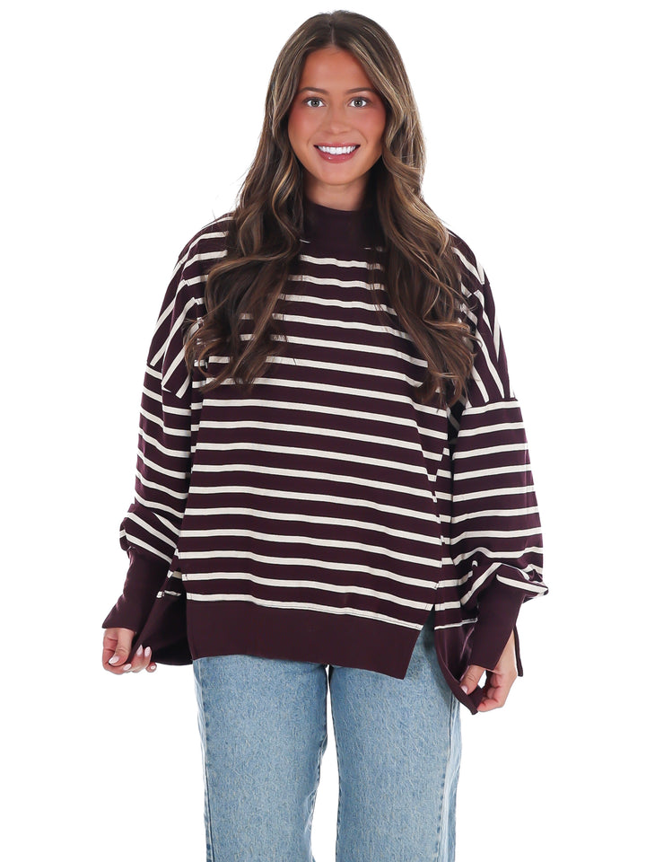 Stripe Season Mock Neck Sweatshirt