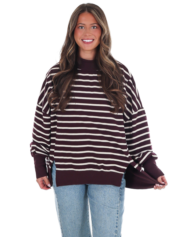 Stripe Season Mock Neck Sweatshirt