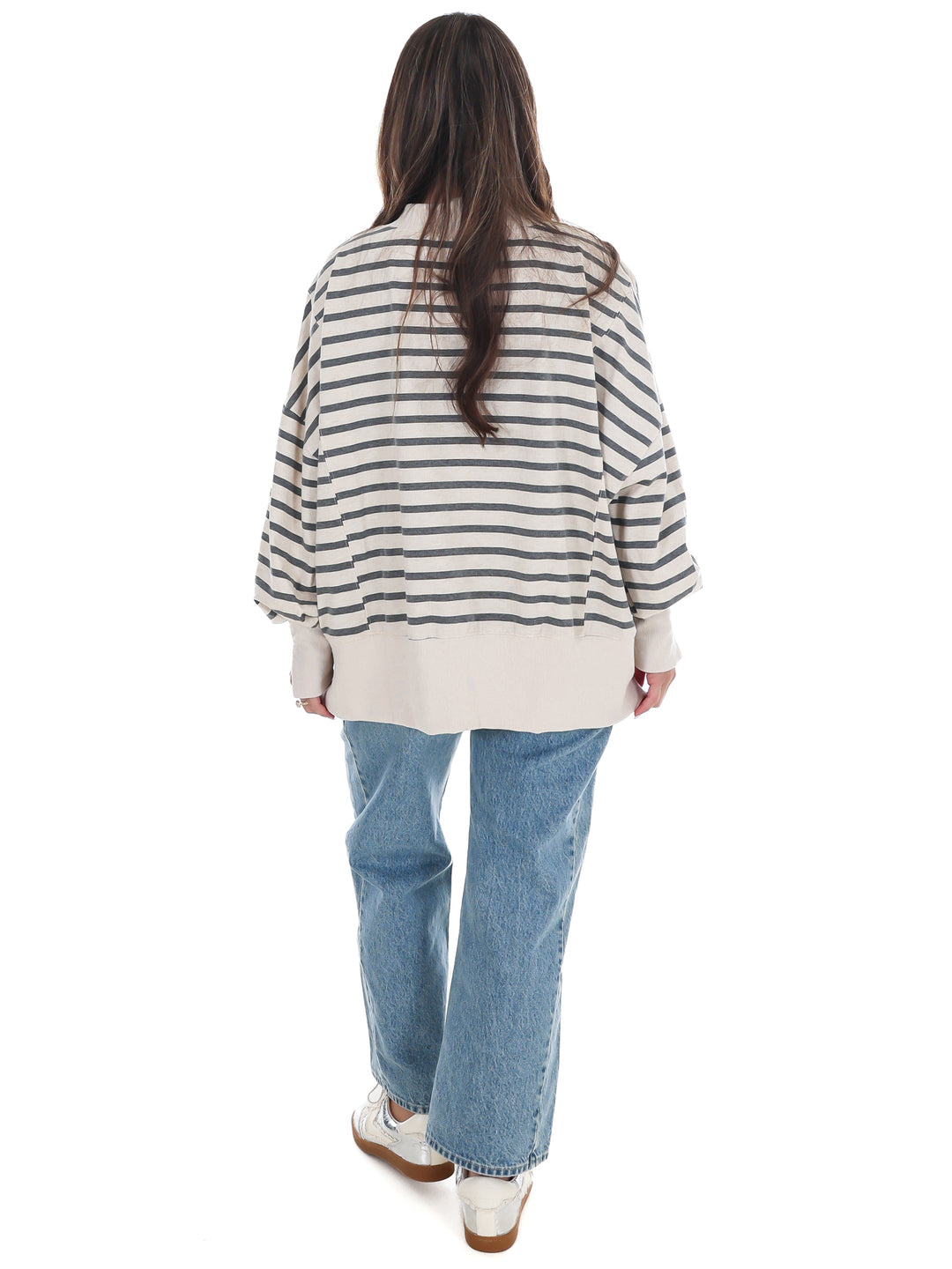 Stripe Season Mock Neck Sweatshirt