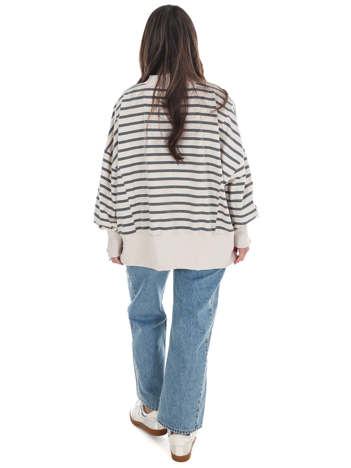 Stripe Season Mock Neck Sweatshirt