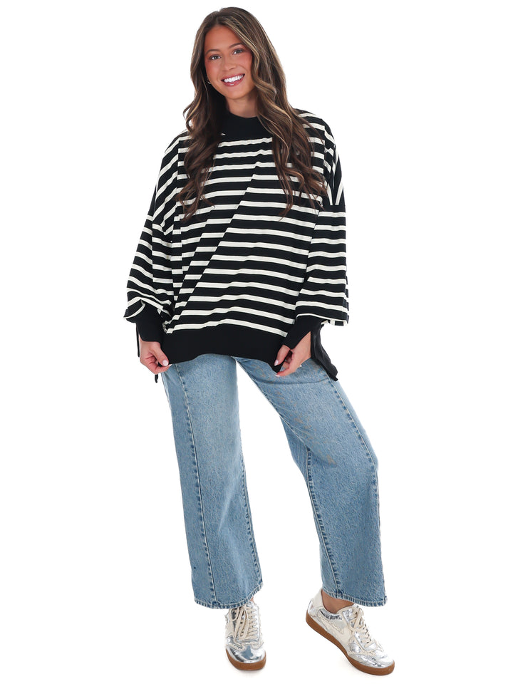 Stripe Season Mock Neck Sweatshirt