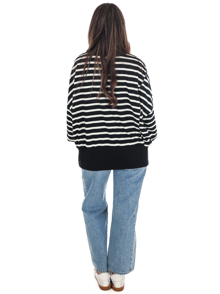 Stripe Season Mock Neck Sweatshirt