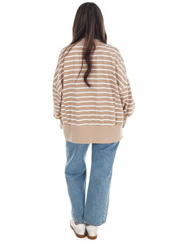 Stripe Season Mock Neck Sweatshirt